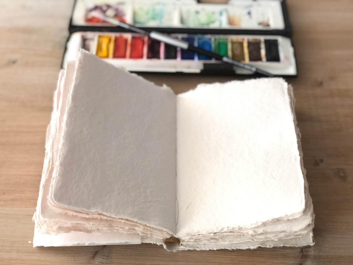Artist Watercolor Sketchbook Journal with Handmade Cotton Rag Paper