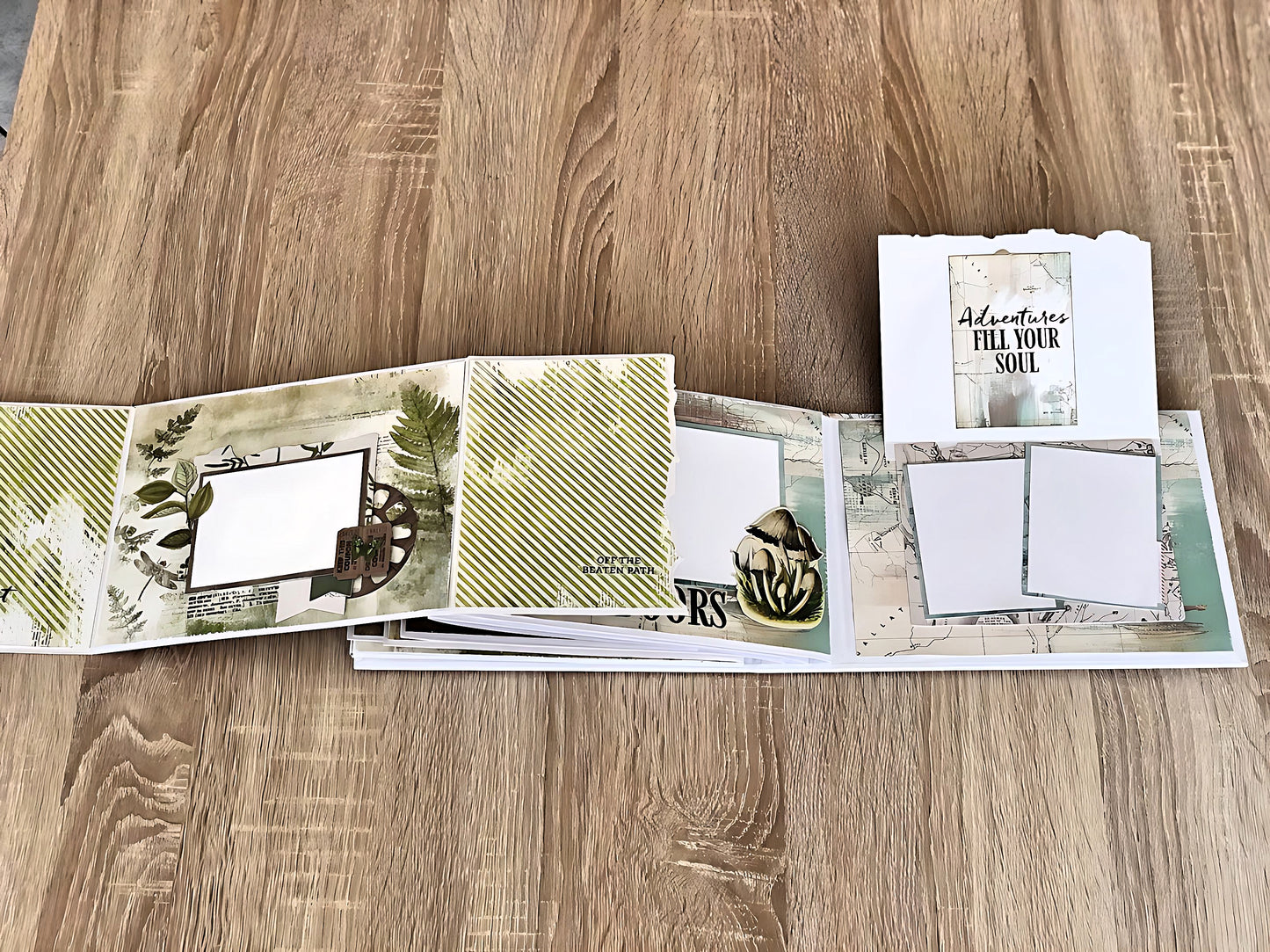 Scrapbooking Photo Album "Adventure Awaits", Interactive Photo Book with Pockets, Hiking Vacation Woods Memory Book, Gift for Creative