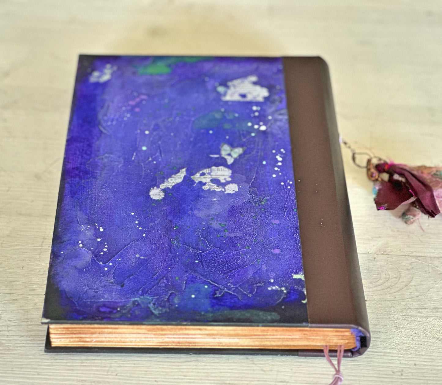 Vintage Fairy Junk Journal Diary Book with decorated pages, Purple Memory Album Notebook Floral Herbiary, Wedding Guest Book, Gift for her