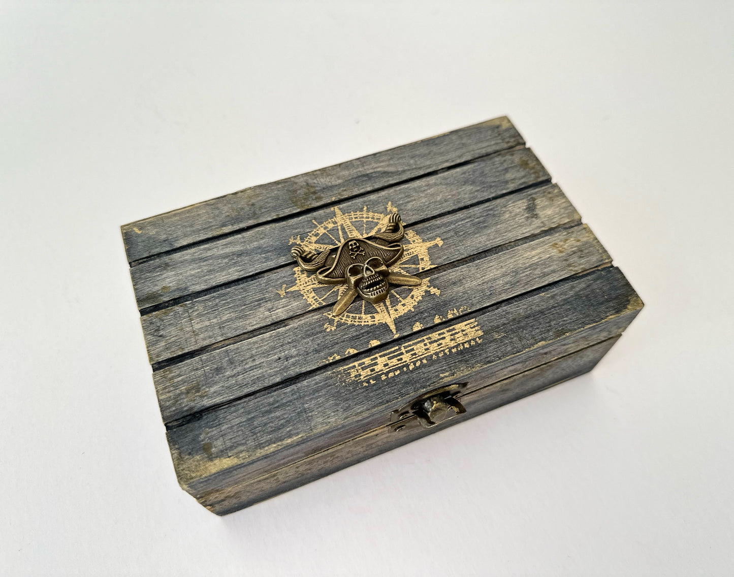 Pirate treasure wooden chest box, Nautical Gift for sea lover, Small storage box trinket case, Caribbean treasure of the deep cosplay decor