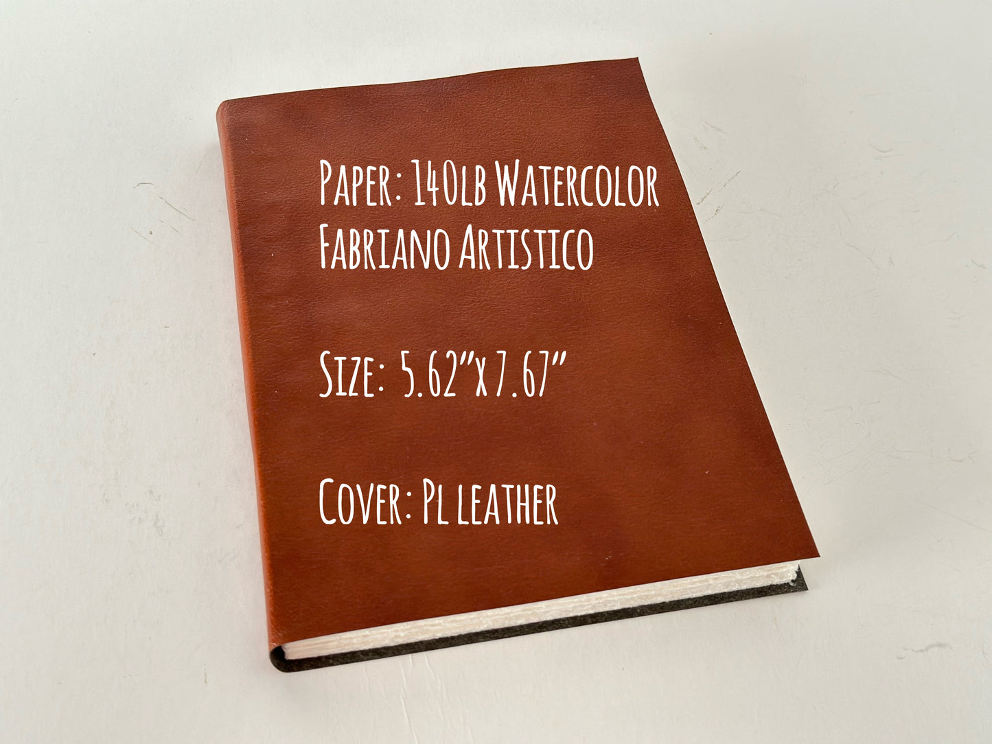 Watercolor Softcover Sketchbook with Fabriano Cotton Hot Pressed Paper and PL Leather Cover, Travel Journal Gift for Botanical Urban Artist