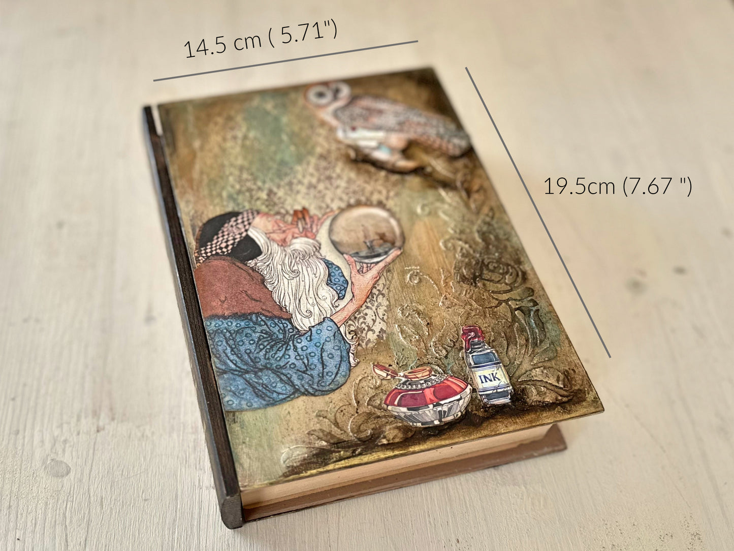 Magical Book Box with Secret Spine Drawer, Wooden Trinket Jewelry Case Gift for DnD Wizard, Money Card Holder Gift for DM Game master RPG