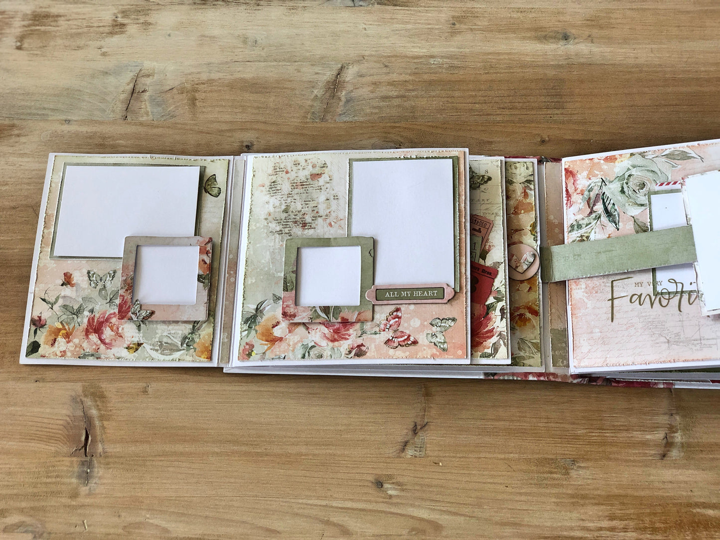 Hardcover Photo Album in a Vintage Floral Romantic style, Family Heirloom Gift for her, Decorated Junk Journal, Vacation Journal Scrapbook
