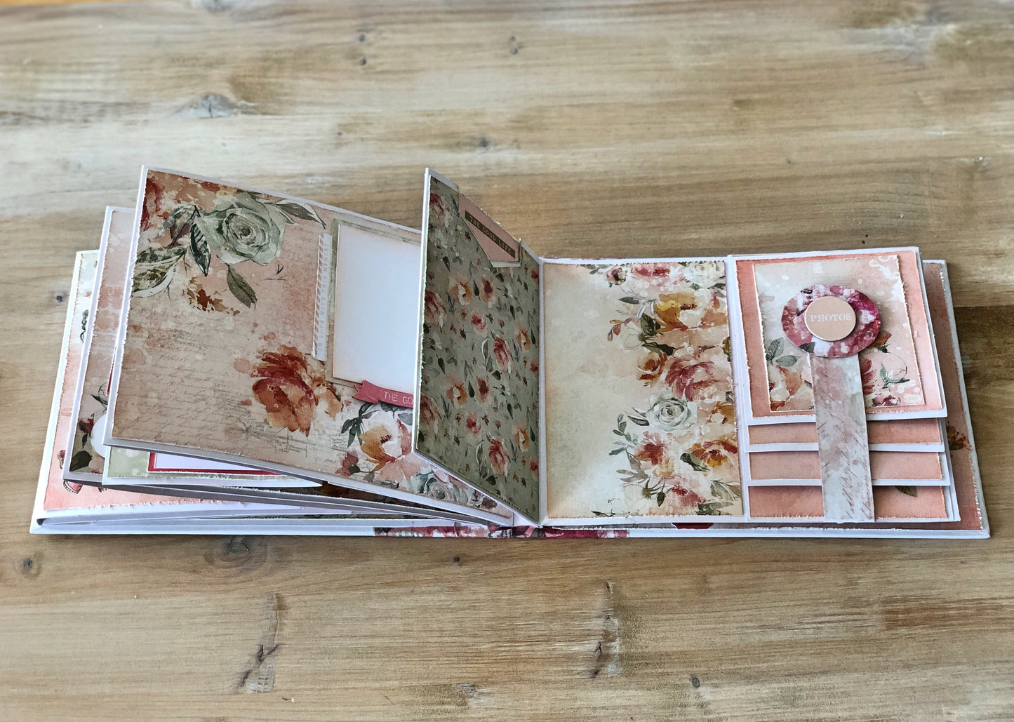 Hardcover Photo Album in a Vintage Floral Romantic style, Family Heirloom Gift for her, Decorated Junk Journal, Vacation Journal Scrapbook