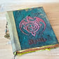 Fantasy Hardcover Spellbook Grimoire with a Celtic Dragon  Cover and decorated pages. Magic Diary RPG Wizard Gift