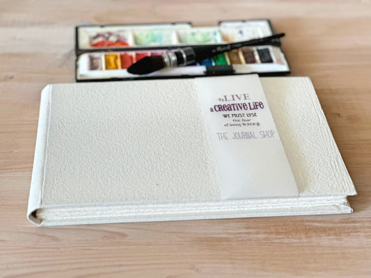 Linden Art Watercolor Journal, 140 lb (300 GSM), 64 Cold Pressed 8.5x5.5  Pages, Watercolor and Mixed Media Travel Journal, Brown PU Leather Hard  Cover