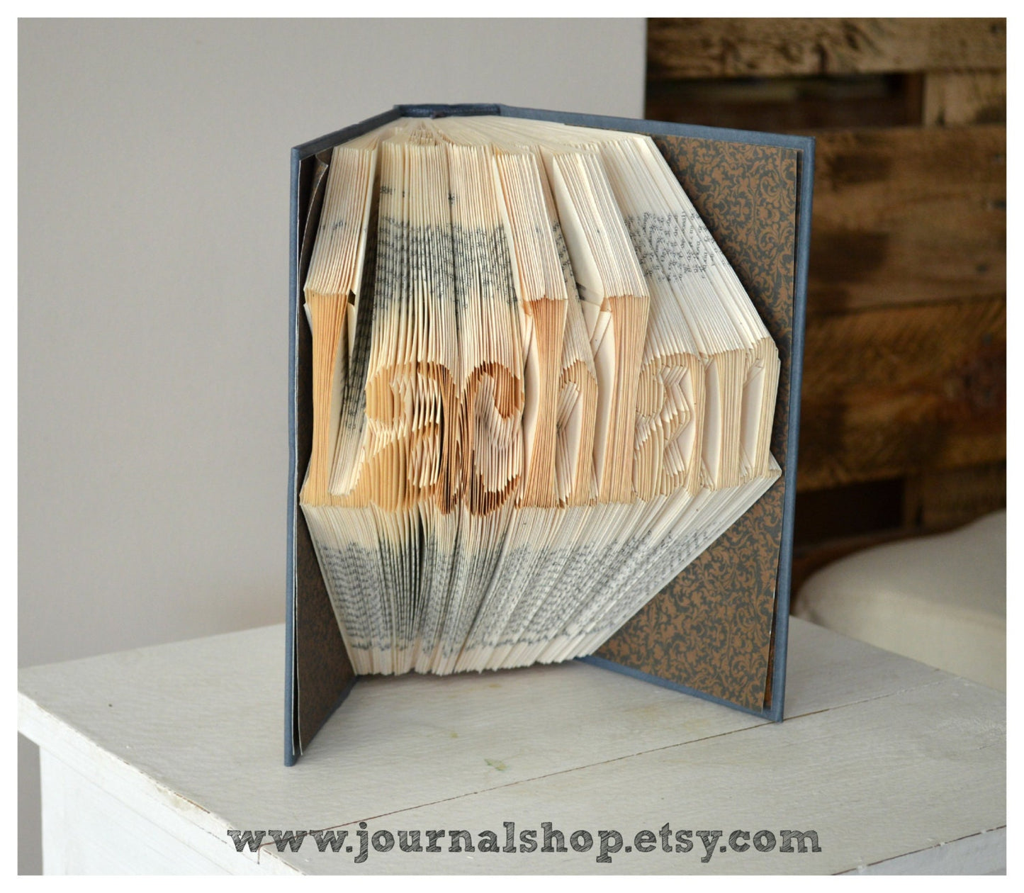 Personalized folded book for gift, bookfolding art with your name or word, book art gift, book folding gift for wedding decor, bookish gift