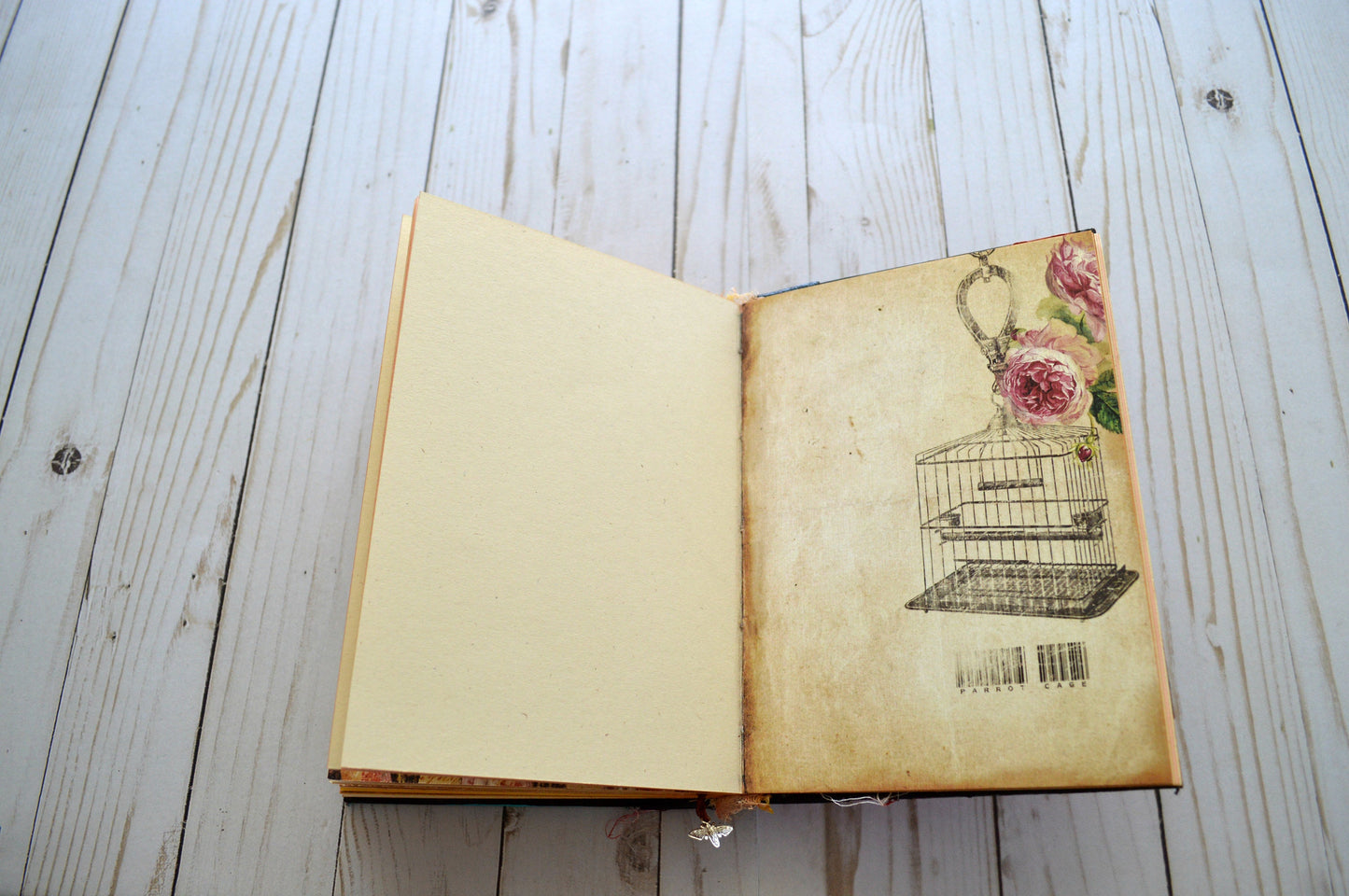 Junk Journal Diary Book with decorated pages, Gypsy Soul Memory Keeping Artist Notebook Gift, Travel Scrapbook Album, Boho Wedding GuestBook