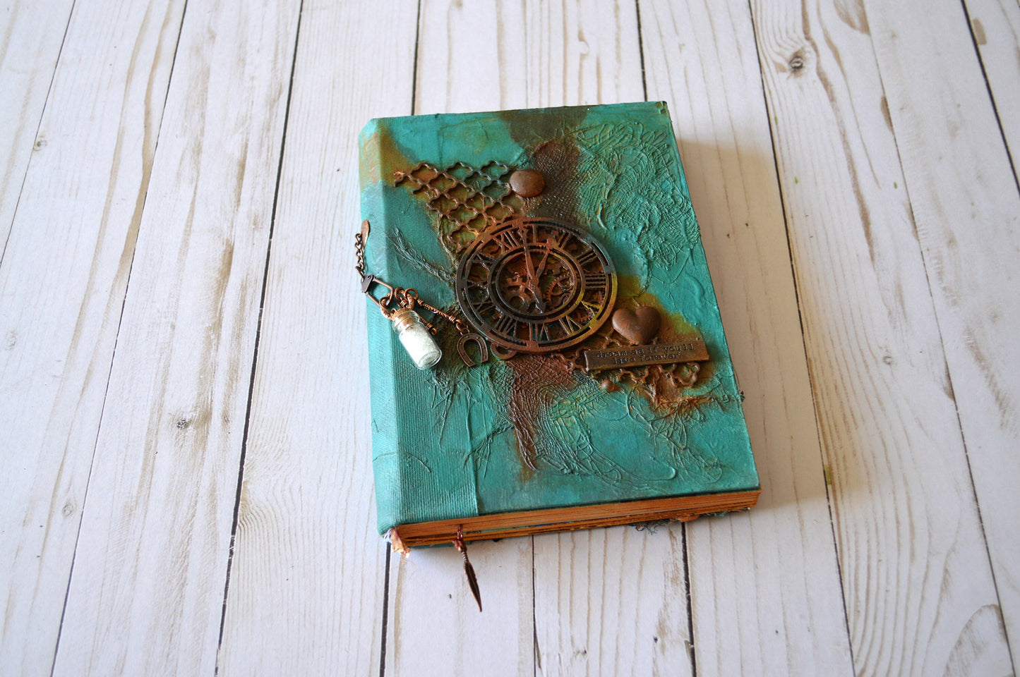 Steampunk Junk Journal Diary book with decorated pages, Industrial Wedding Guest Book, Scrapbook Album, Memory Keeping Gift for Writer Poet