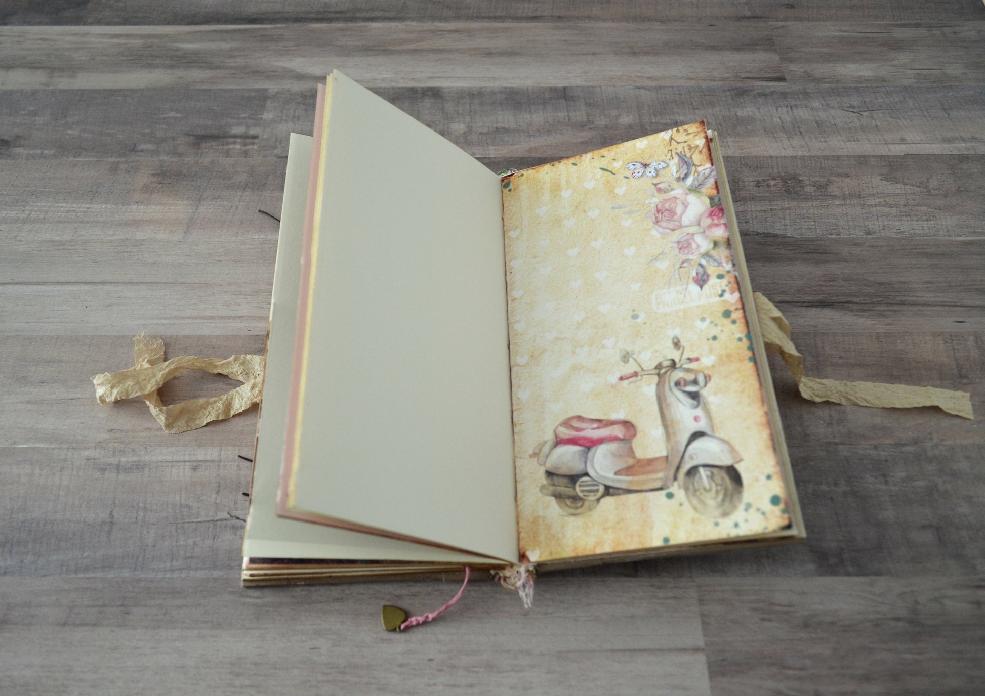 Artist Junk Journal Diary Book With Decorated Pages and Vintage