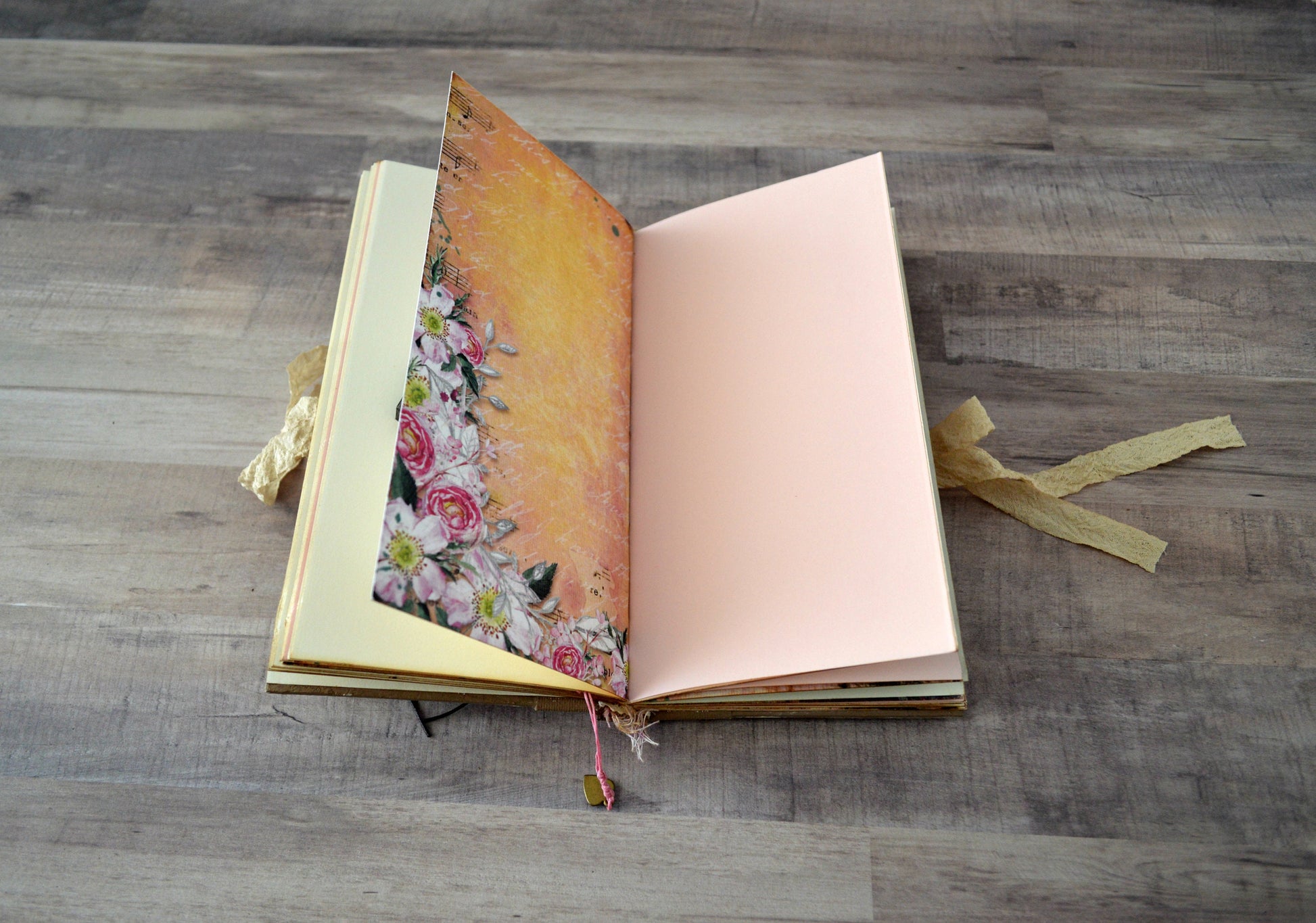 Slim Junk Journal Diary with decorated pages, Vintage Wedding
