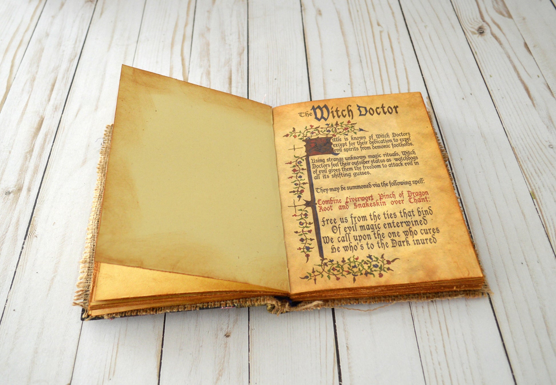 Dragon Spell Book Grimoire with decorated pages, Witch Wizard Magic RP –