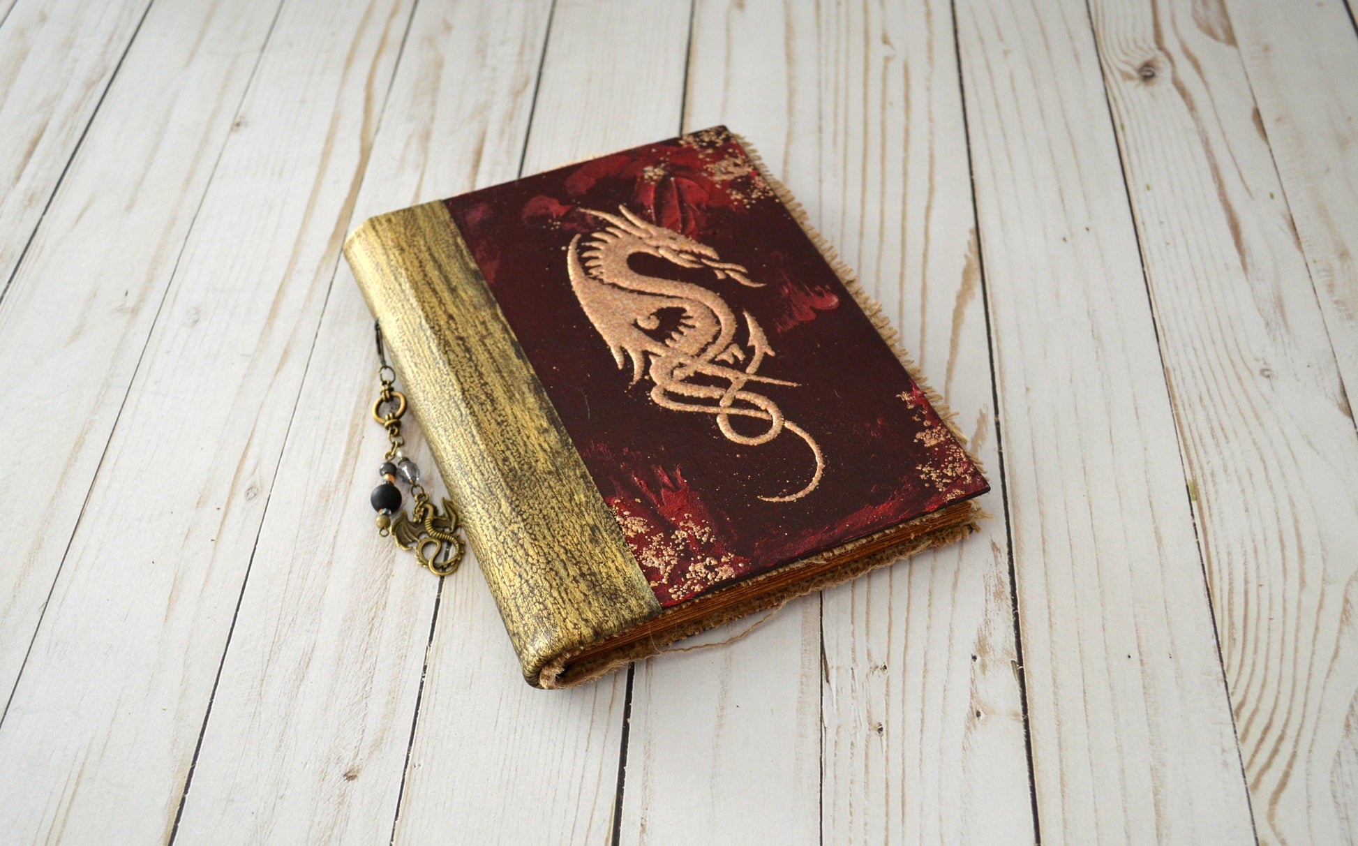 Dragon Spell Book Grimoire with decorated pages, Witch Wizard