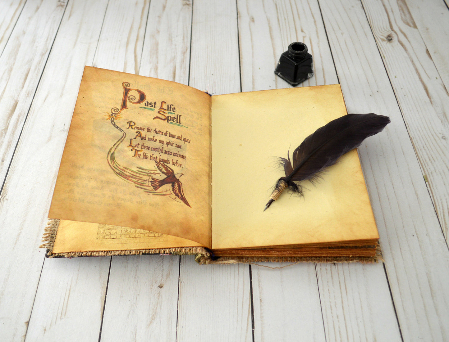 Dragon Spell Book Grimoire with decorated pages, Witch Wizard Magic RPG LARP Notebook Gift, Book of Shadows