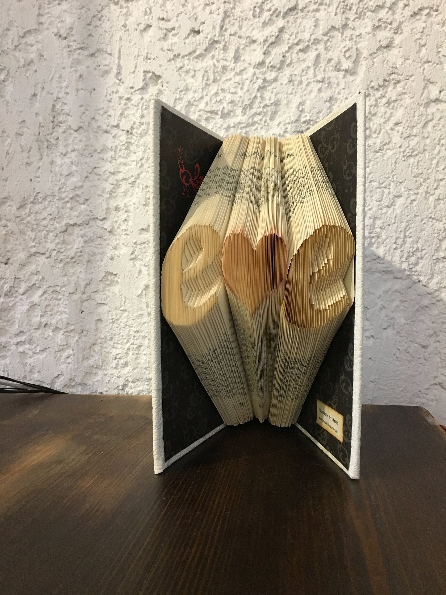 Folded book art Initials, Personalized Gift for lovers, book folding your name, I love you bookish gift, Paper Anniversary Couple Initials