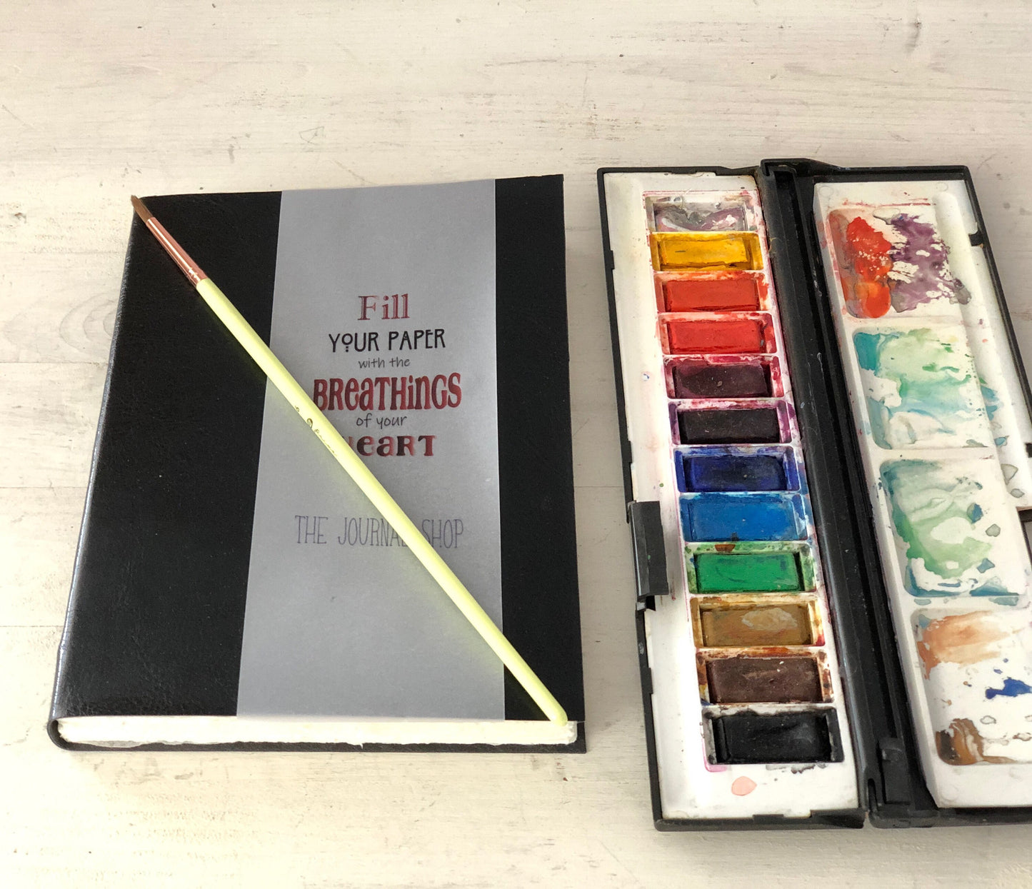 Cotton Watercolor Journal Sketchbook Travel Journal Artist blank book with Fabriano Artistico Hot pressed 140lbs and PL Leather Cover