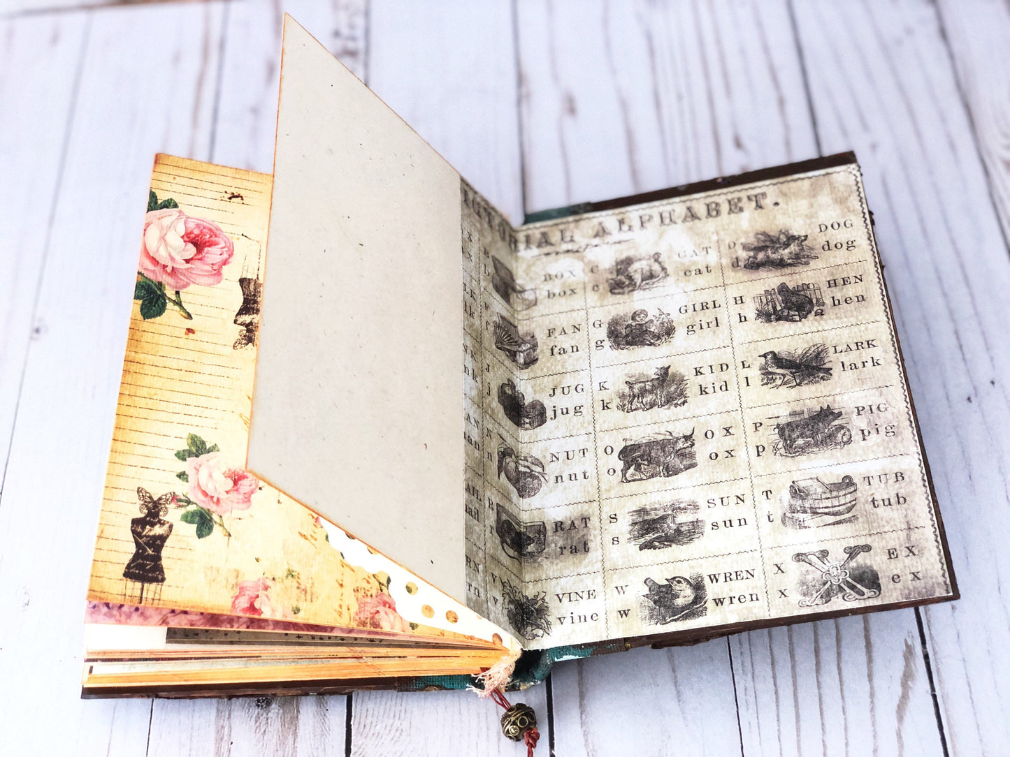 Journal Diary Book Scrapbook, Wedding Guestbook, Steampunk Notebook Gift, OOAK Memory Keeping Journal with decorated pages, Art Journal book