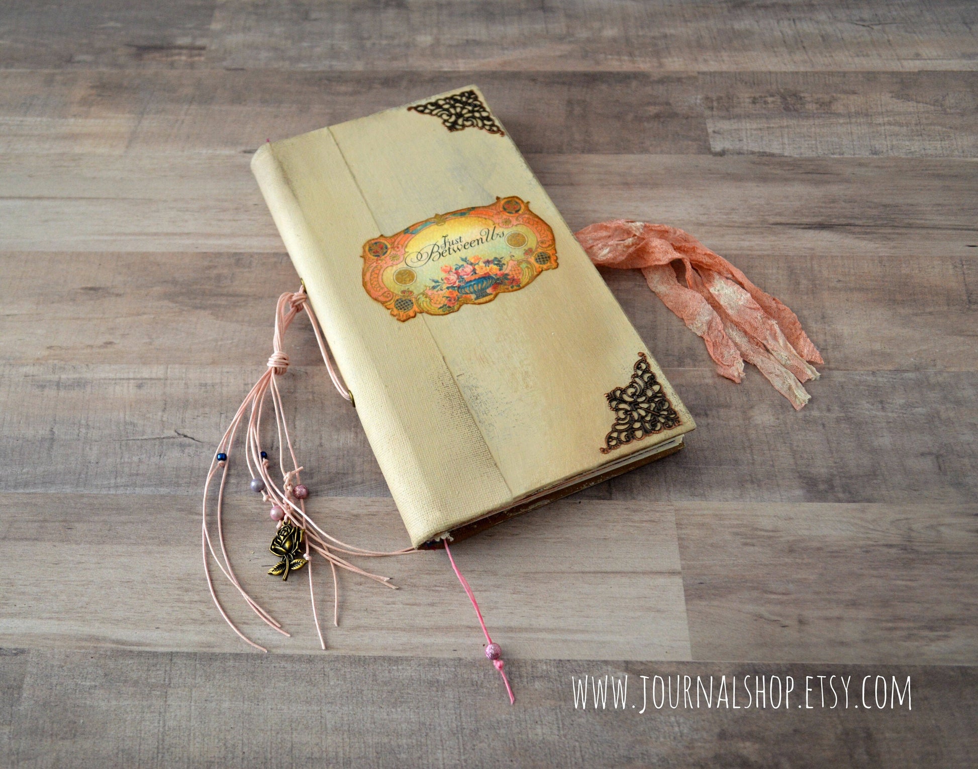 Slim Junk Journal Diary with decorated pages, Vintage Wedding