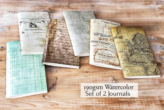 Set of 2 Watercolor Journals, Travelers Notebook Refill, Small Art Journal Sketchbook, Pocket Notebook, Midori insert Travel Gift for Artist