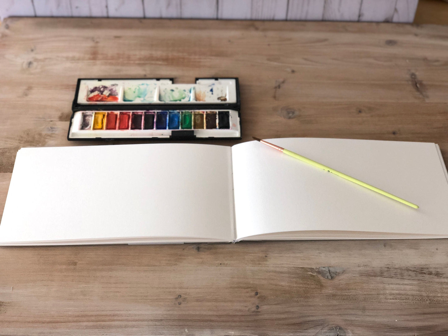 Large Watercolor Hardcover Artist Journal Sketchbook in Landscape format 6x11.60" with 140lb Watercolor paper