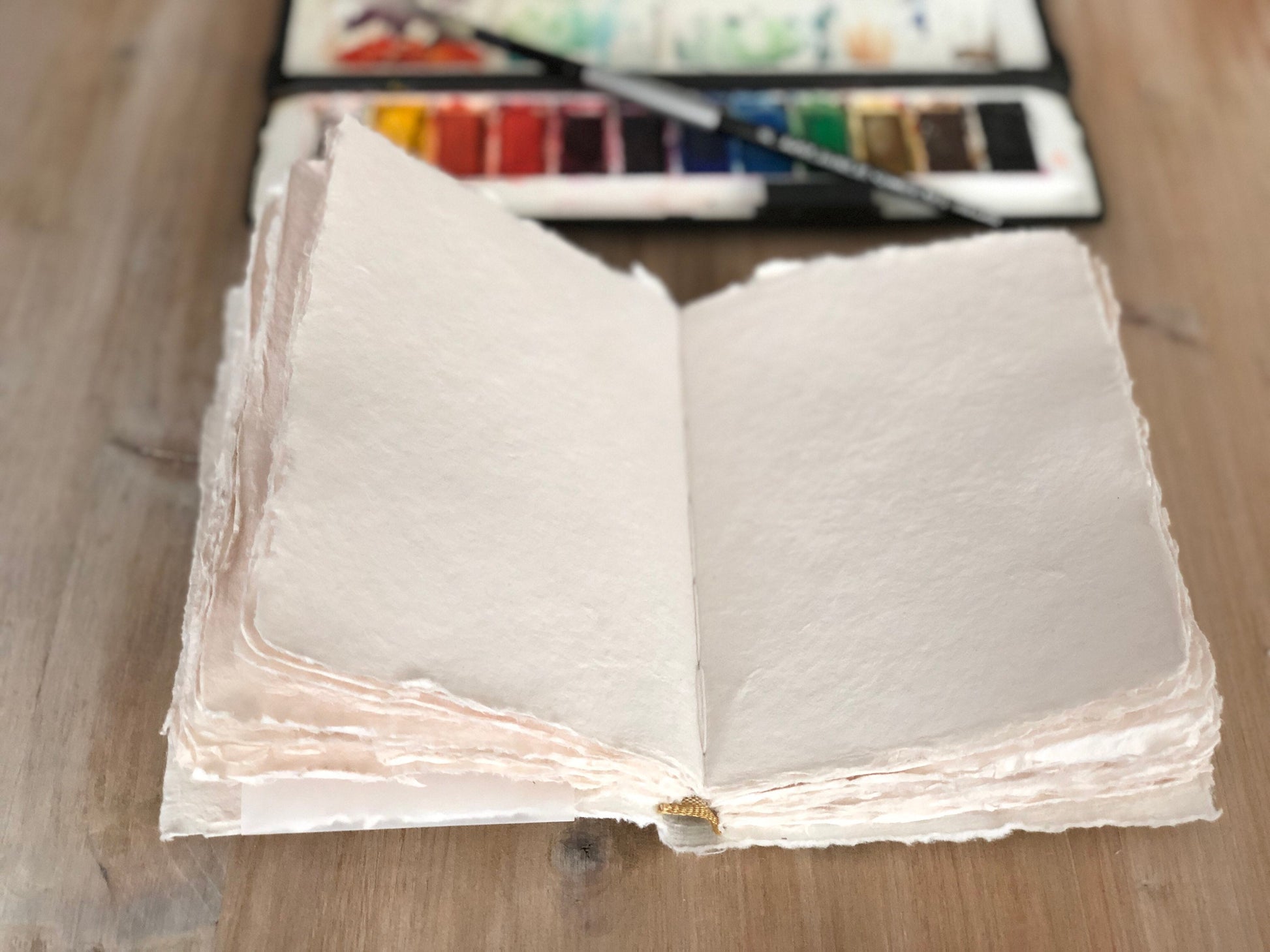 Artist Watercolor Sketchbook Journal with Handmade Cotton Rag Paper –