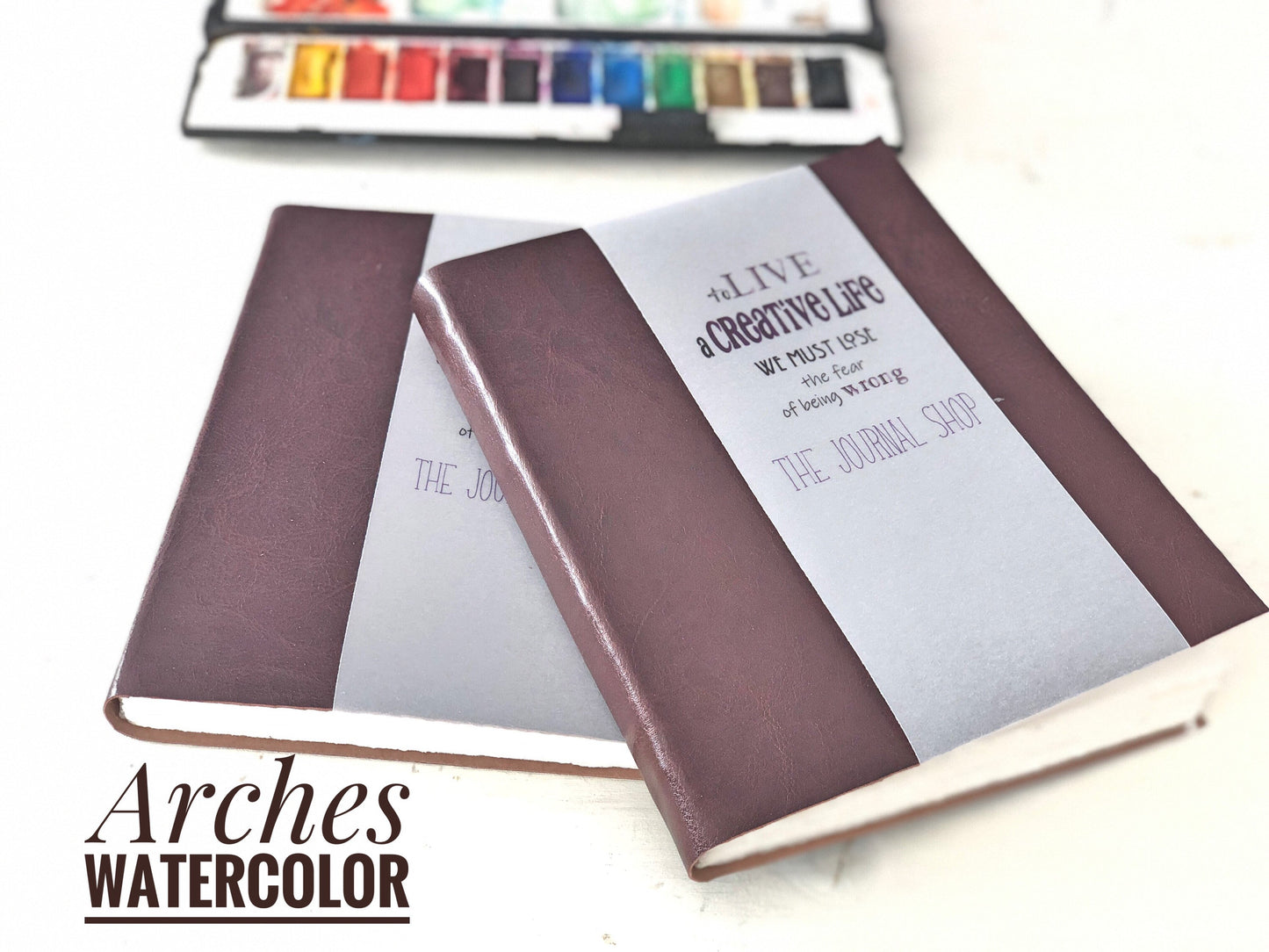 Large Pl Leather Sketchbook with 140lb Cotton Watercolor Paper in